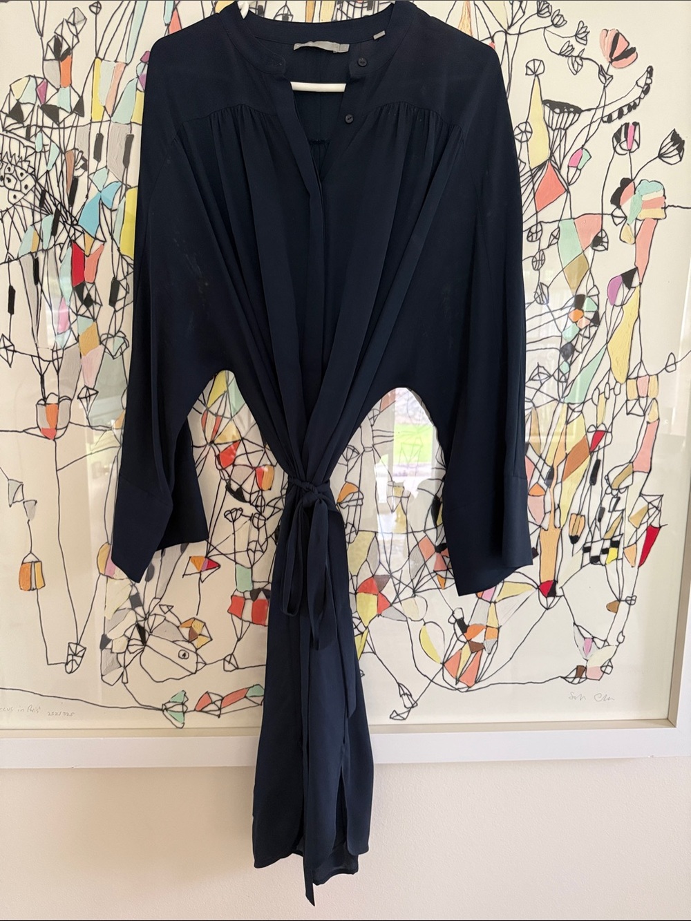 Vince Navy Blue Midi Tie-Front Dress